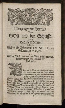 Cap. I. Daß ein Gott sey.