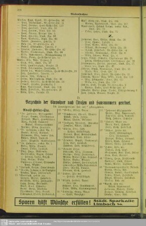 D. Häuserbuch : D. Verzeichnis der Einwohner nach Straßen und Hausnummern geordnet