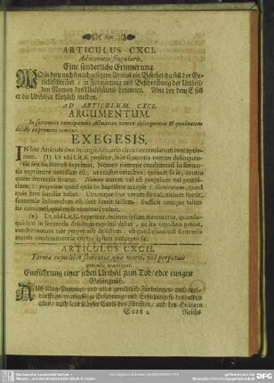 Articulus CXCII. Forma cuius libet sententiae, quae morti, vel perpetuis vinculis mancipat. Einführung einer jeden Urtheil zum Tod, oder ewigen Gefängnüß