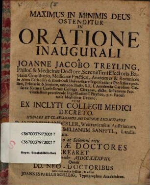 Maximus In Minimis Deus Ostenditur In Oratione Inaugurali