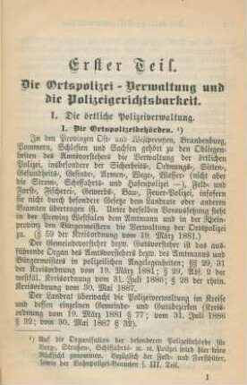 I. Die örtliche Polizeiverwaltung.
