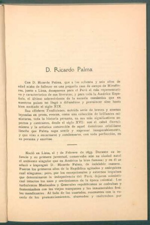 D. Ricardo Palma