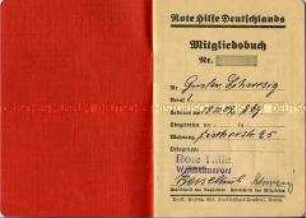 Mitgliedsausweis der Roten Hilfe Deutschlands
