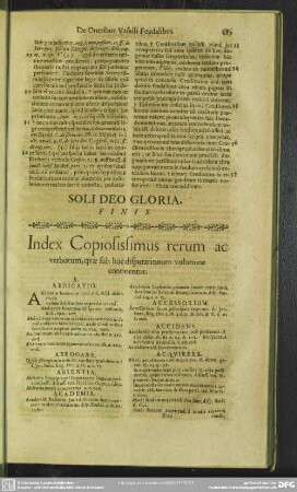 Index Copiosissimus rerum ac verborum, quae sub hoc disputationum volumine continentur
