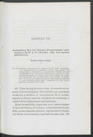 Capítulo VII : Artículos 8 y 12 Título Preliminar - artículos 5, 6 y 7 - Título "De los actos jurídicos".