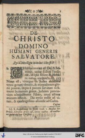 De Christo Domino Humani Generis Salvatore.