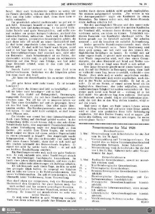 Steuertermine für Mai 1928