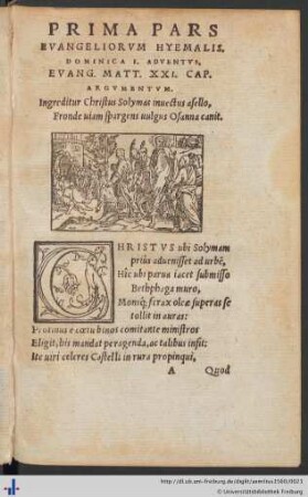 Prima Pars Evangeliorum Hyemalis.
