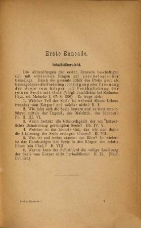 Dispositionen zu den drei ersten Enneaden des Plotinos