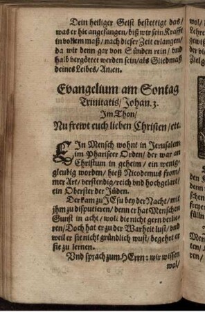 Evangelium am Sontag Trinitatis/ Johan. 3.