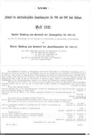 Hauptfinanzetat 1901-1902, Heft 18