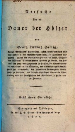Versuche über die Dauer der Hölzer