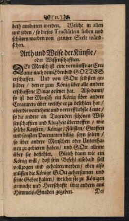 Arth und Weise der Künste/ oder Wissenschafften.