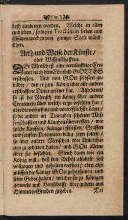 Arth und Weise der Künste/ oder Wissenschafften.