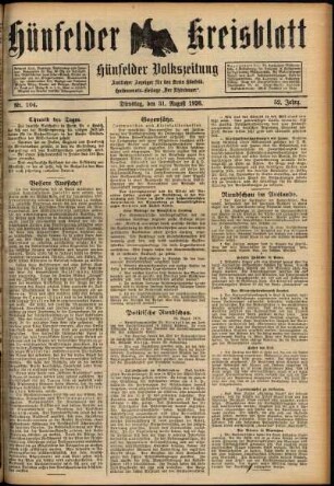 Ausgabe vom Dienstag, den 31. August 1926.