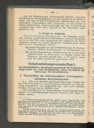 Unfallverhütungsvorschriften *) I. Vorschriften für Betriebsinhaber (Arbeitgeber).