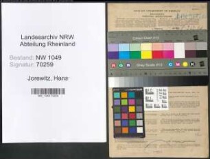 Entnazifizierung Hans Jorewitz , geb. 28.02.1891 (Lehrer)