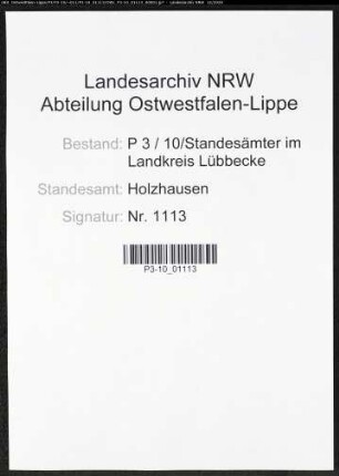 Sterberegister Standesamt Holzhausen