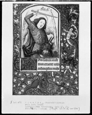 Lateinisches Gebetbuch mit französischem Kalender — Heiliger Michael, Folio 196
