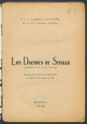 1930000900: Los duendes de Sevilla : comedia en tres actos