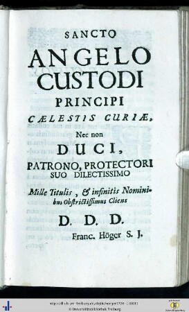 Sancto Angelo Principi Caelestis Curiae…