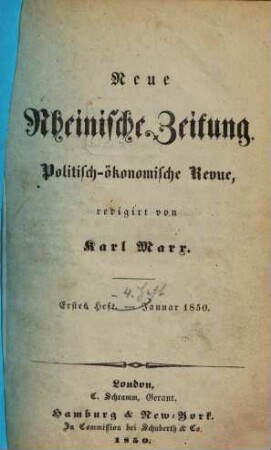 Neue rheinische Zeitung : politisch-ökonomische Revue, 1. 1850