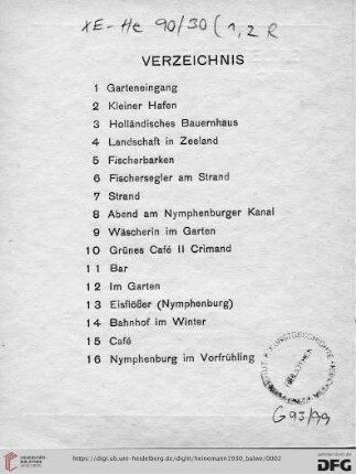 Verzeichnis