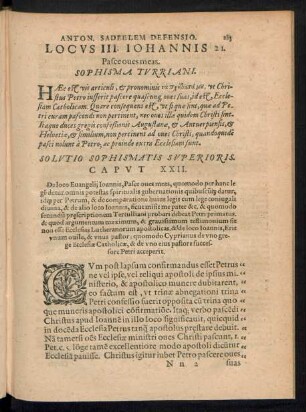 Locus III Iohannis 21. ... Caput XXII.