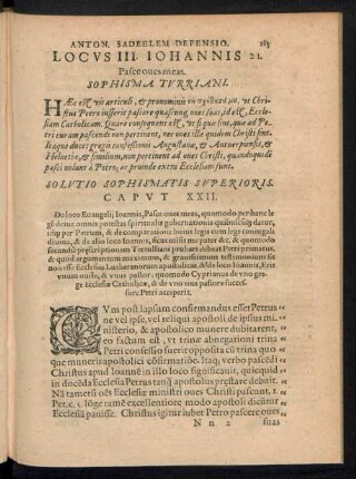 Locus III Iohannis 21. ... Caput XXII.