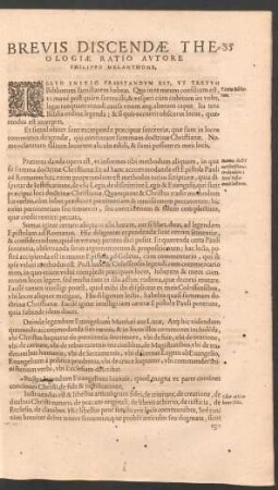 Brevis Discendae Theologiae Ratio Autore Philippo Melanthone.
