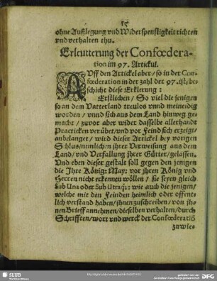 Erleutterung der Confoederation im 97. Artickul