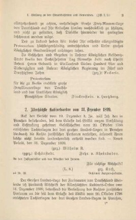 2. Allerhöchste Kabinetsordre vom 31. Dezember 1899