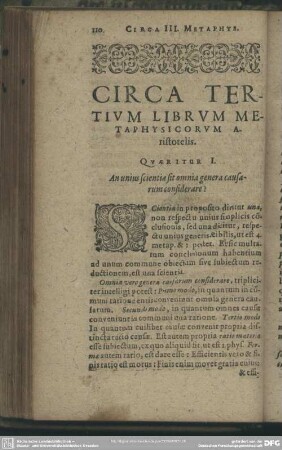 Circa Tertium Librum Metaphysicorum Aristotelis