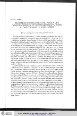 Gabriel Sheffer - Bilanz der strategischen, politischen und wirtschaftlichen Interessen Großbritanniens in Palästina und im Nahen Osten