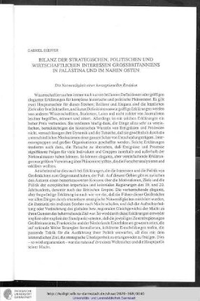 Gabriel Sheffer - Bilanz der strategischen, politischen und wirtschaftlichen Interessen Großbritanniens in Palästina und im Nahen Osten