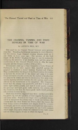 The Channel Tunnel and Food Supplies in Time of War.