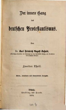 Der innere Gang des deutschen Protestantismus, 2