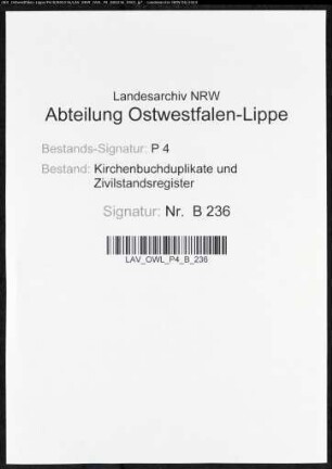 Heiratsbelege zum Zivilstandsregister von Unna (H 1810)