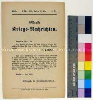 Kriegsdepesche des Norddeutschen Bundes über die Kriegsereignisse vom 7.11.1870 in Versailles und die Kapitulation von Fort Mortier