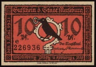 10 Pfennig Gutschein der Stadt Merseburg
