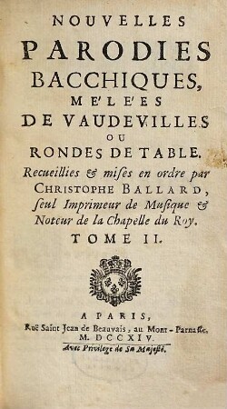 Nouvelles Parodies Bacchiques : Mélées De Vaudevilles Ou Rondes De Table, 2