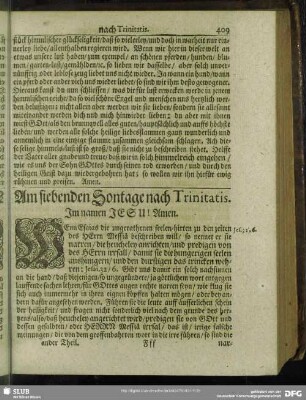 Am siebenden Sontage nach Trinitatis