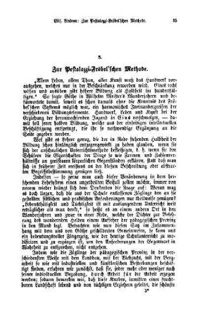Zur Pestalozzi-Fröbel'schen Methode