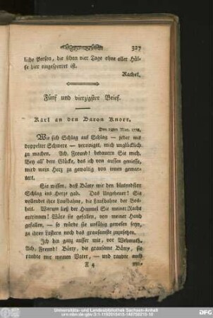 Fünf und vierzigster Brief. Karl an den Baron Knorr.