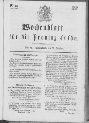 Nr. 43, Ausgabe vom 27. Oktober 1860