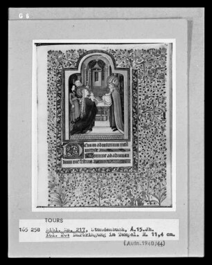 Stundenbuch der Anne von Bretagne — Darbringung im Tempel, Folio 20 recto