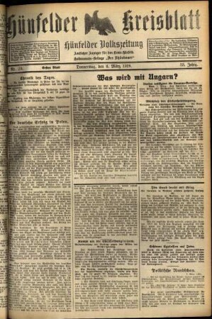 Erste Ausgabe vom Donnerstag, den 08. März 1928.