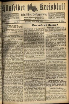 Erste Ausgabe vom Donnerstag, den 08. März 1928.
