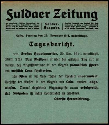 Ausgabe vom Sonntag, den 29. November 1914.