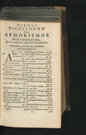 Tituli Digestorum Per Aphorismos Strictim explicatorum